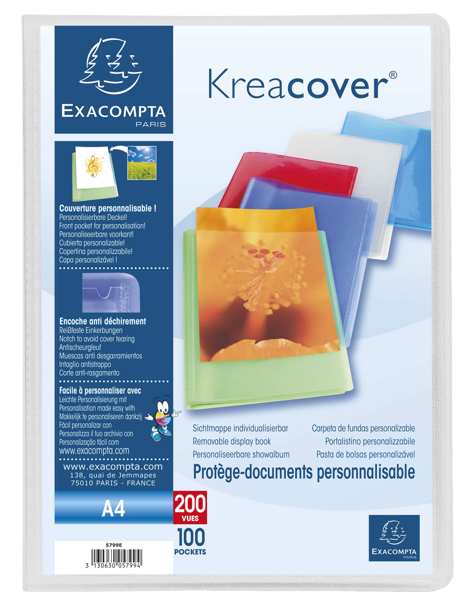 Exacompta 5799E Album ofertowy Kreacover - PP - 200 widoków - A4 - kieszeń na okładce - półsztywny - kolor: losowy