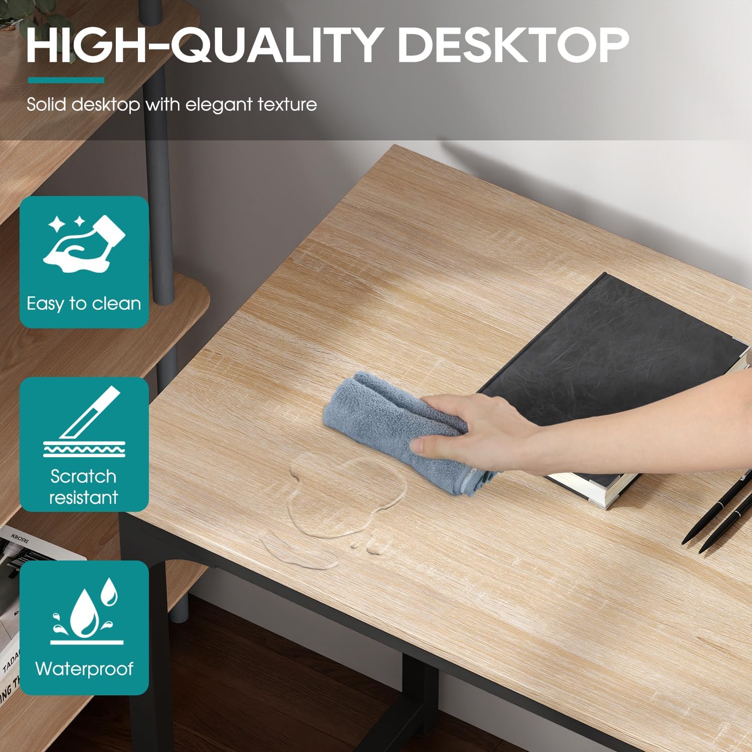 Nature Engineered Wood and Metal Rectangular Computer Desk