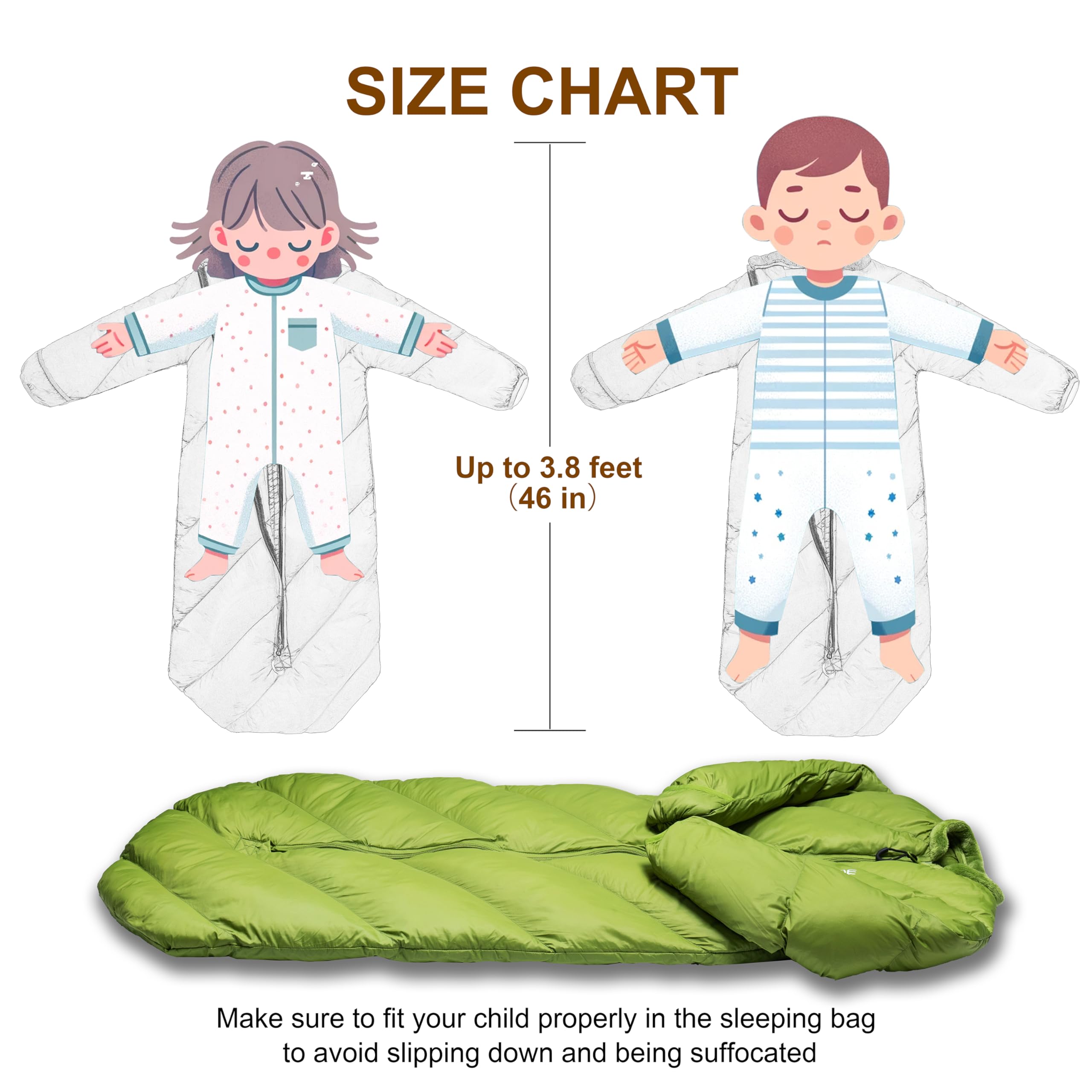 AZITREK T40 Kleinkind-Schlafsäcke für Jungen und Mädchen, Alter 2–4 Jahre, Puffy Kinder-Schlafsack, Camping, Outdoor, bis zu 116,8 cm, leicht, kompakt, Komfort für Übernachtungen im Innenbereich Sport & Freizeit