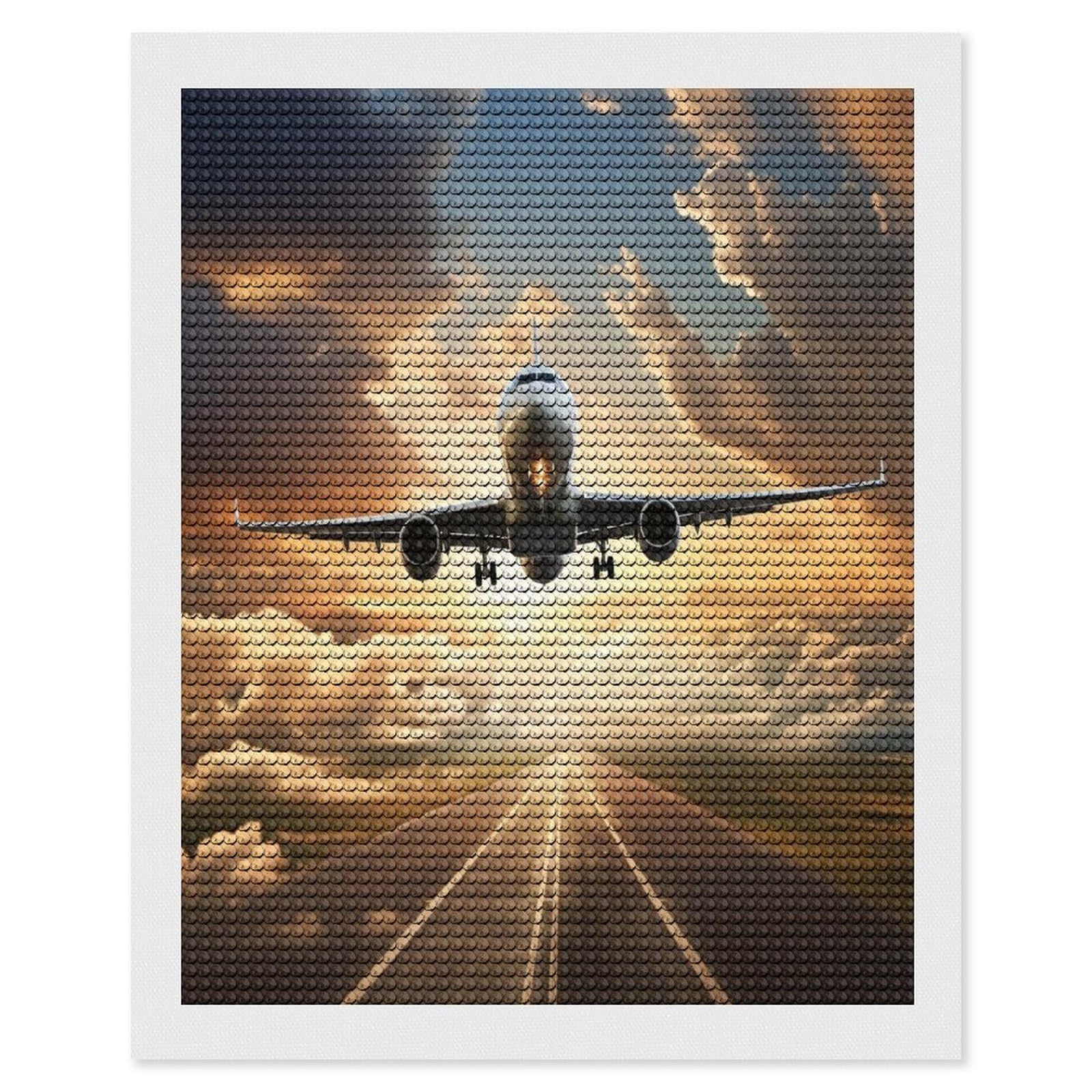 FekiLoot Airplane Paint by Numbers Kit for Adults Beginner DIY Diamond Dots Paintings Round Full Drill Diamond Art Kits Picture Diamond Art Painting Kits for Home Decor 16"x20"