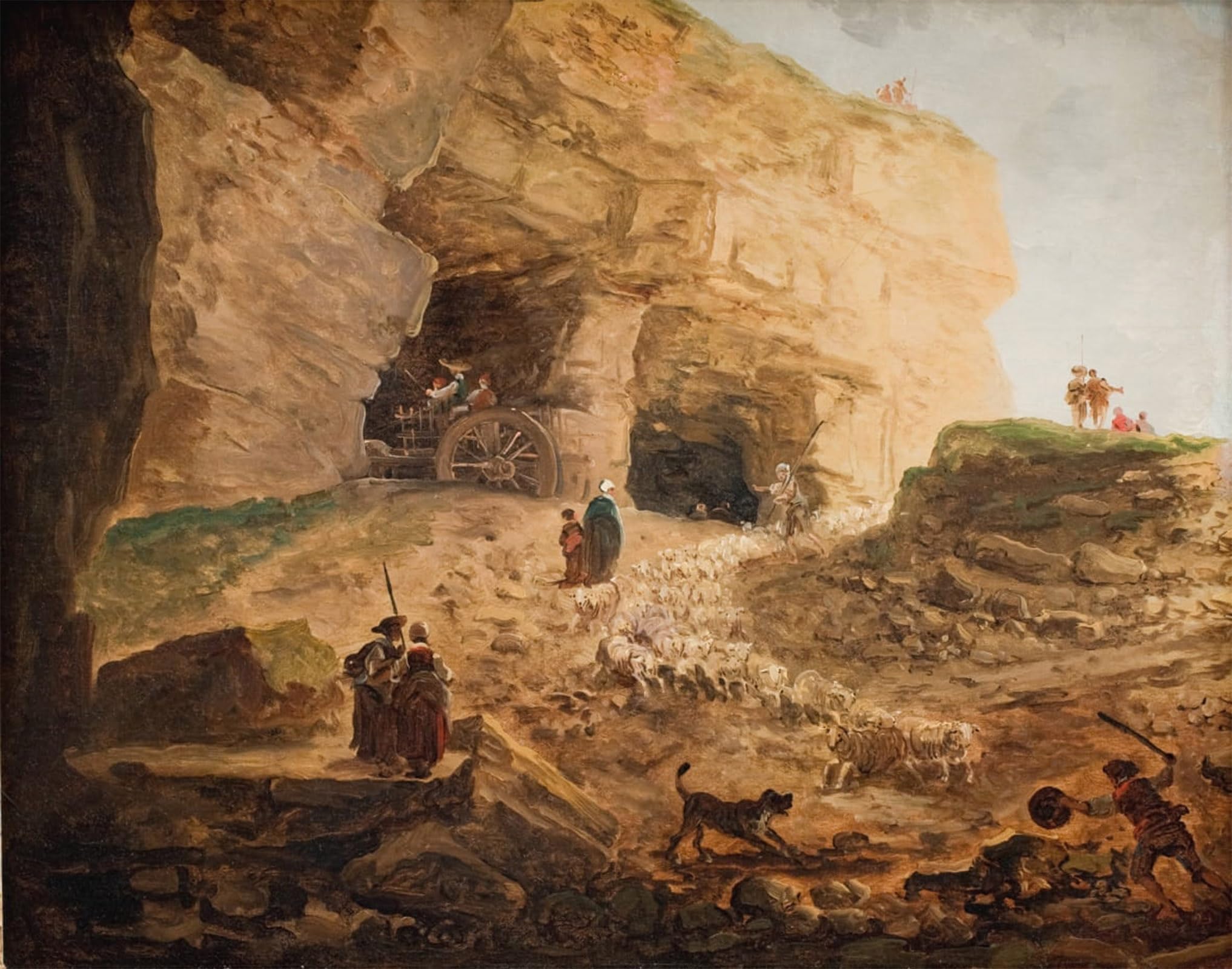 SERENDIPITP Vintage Wall Art Canvas Nordic Poster Canvas Print Picture a Quarry with a Flock of Sheep by Hubert Robert Wall Art Poster for Home Decor 60x90cm