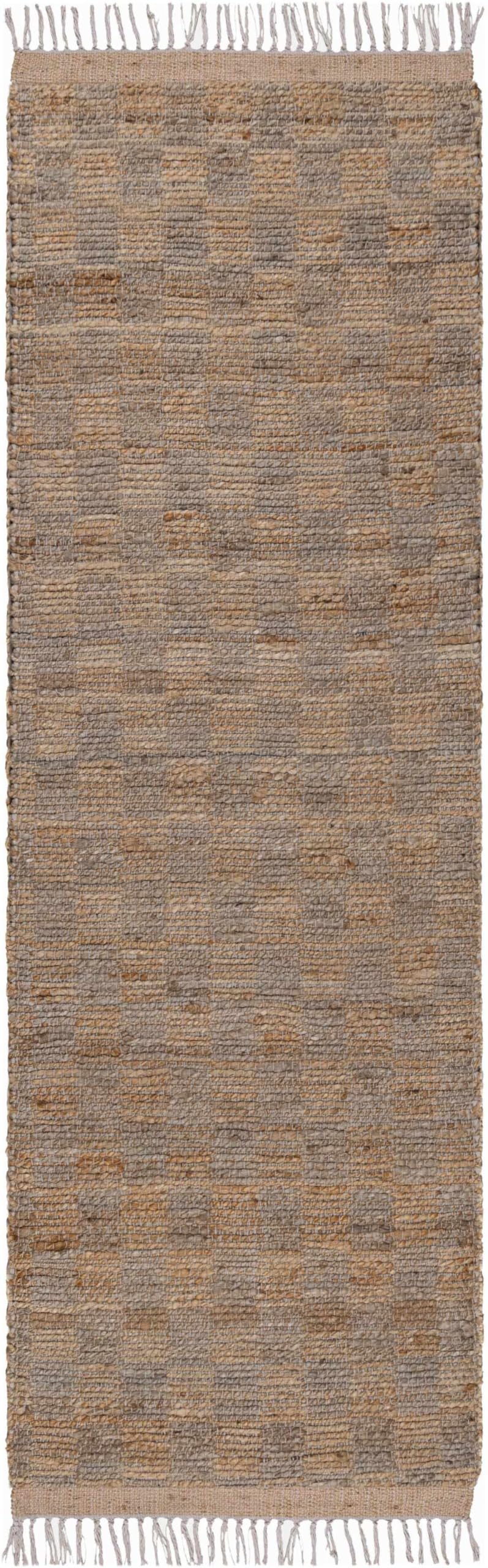 BoutiqueRugs Ionut Modern Jute Neutral Color Runner Rug - Bohemian Sea Grass Natural Fiber Geometric Carpet for Hallway, Kitchen - Rattan - Brown,