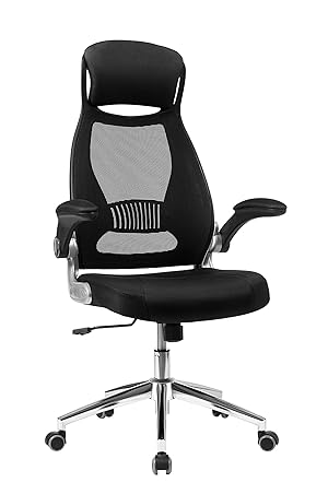 SONGMICS OBN86BK Silla giratoria de Oficina Silla de Escritorio de Malla con reposacabezas Mecanismo sincronizad y Altura Ajustable Negro