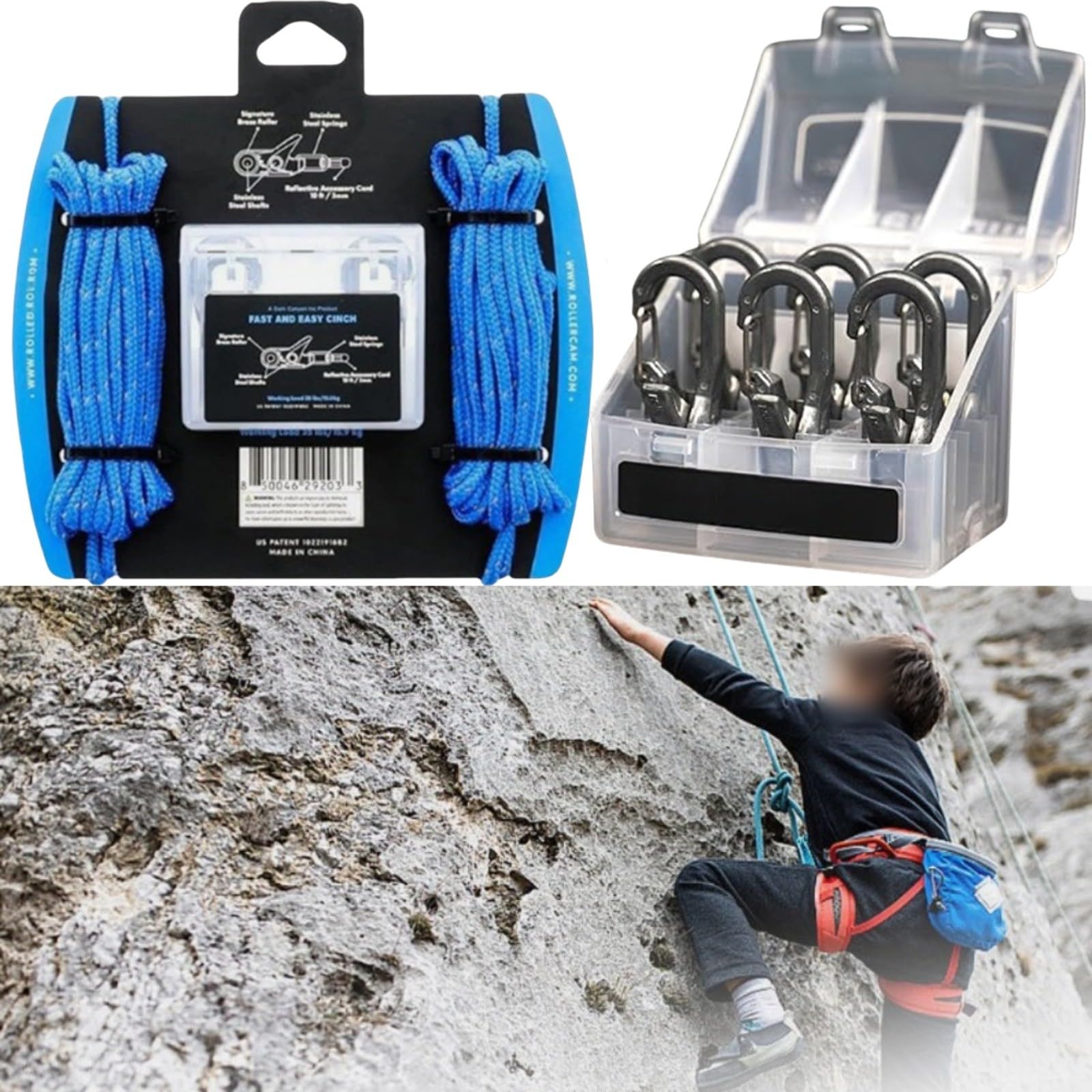 Seilspanner, für Camping, Bootfahren, Wandern, 2 Set | Kabelabzieher für Außenbereich，Verstellbare Spannung, Rollercam-Technologie, Edelstahlfedern
