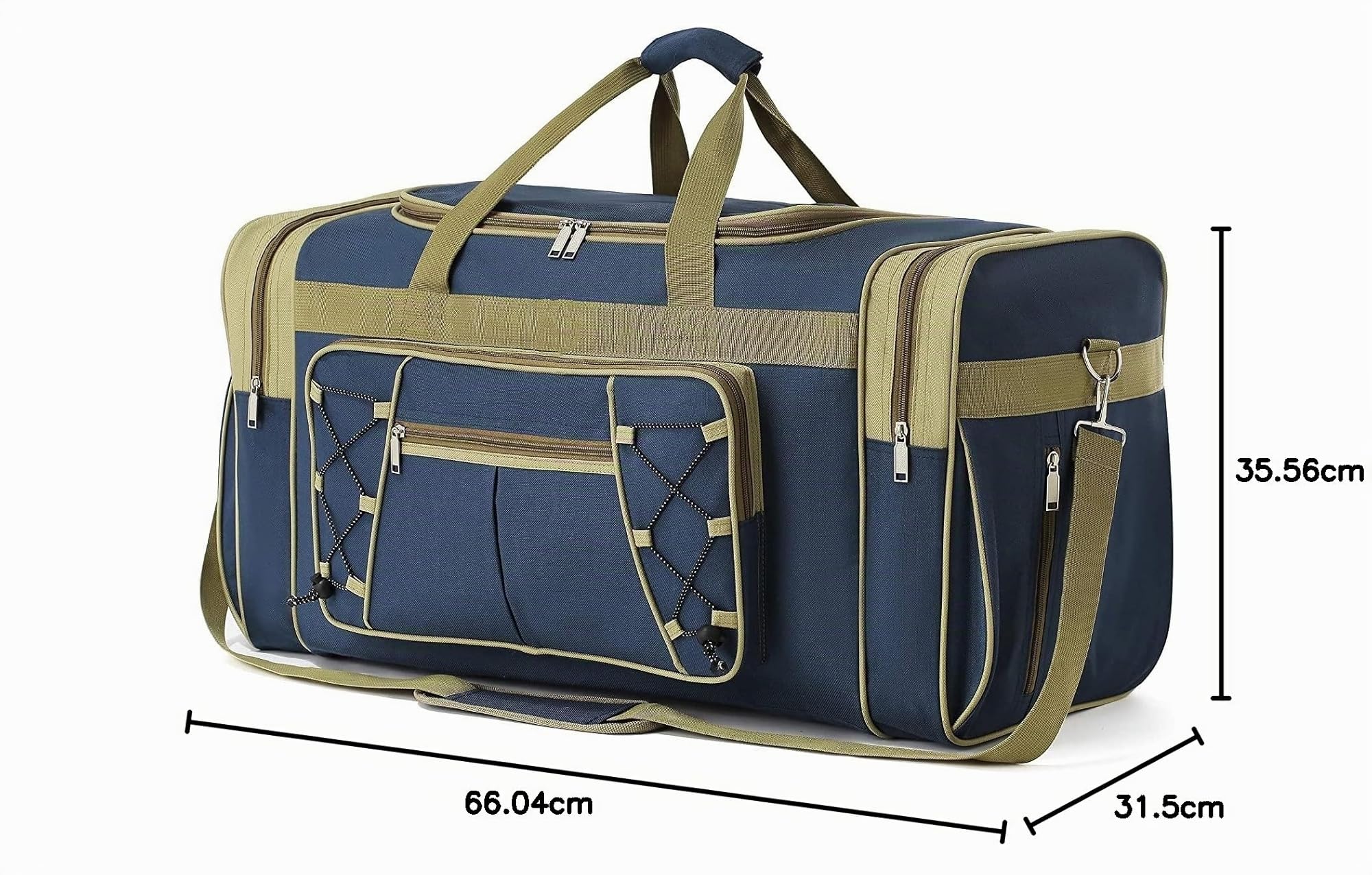 Sac de Voyage pour Homme, Week-End, Sac de Transport, léger, Extra Large, Oxford, Robuste, imperméable pour Homme et Femme, 66 cm (Bleu doré), Bleu doré., X-Large, 46