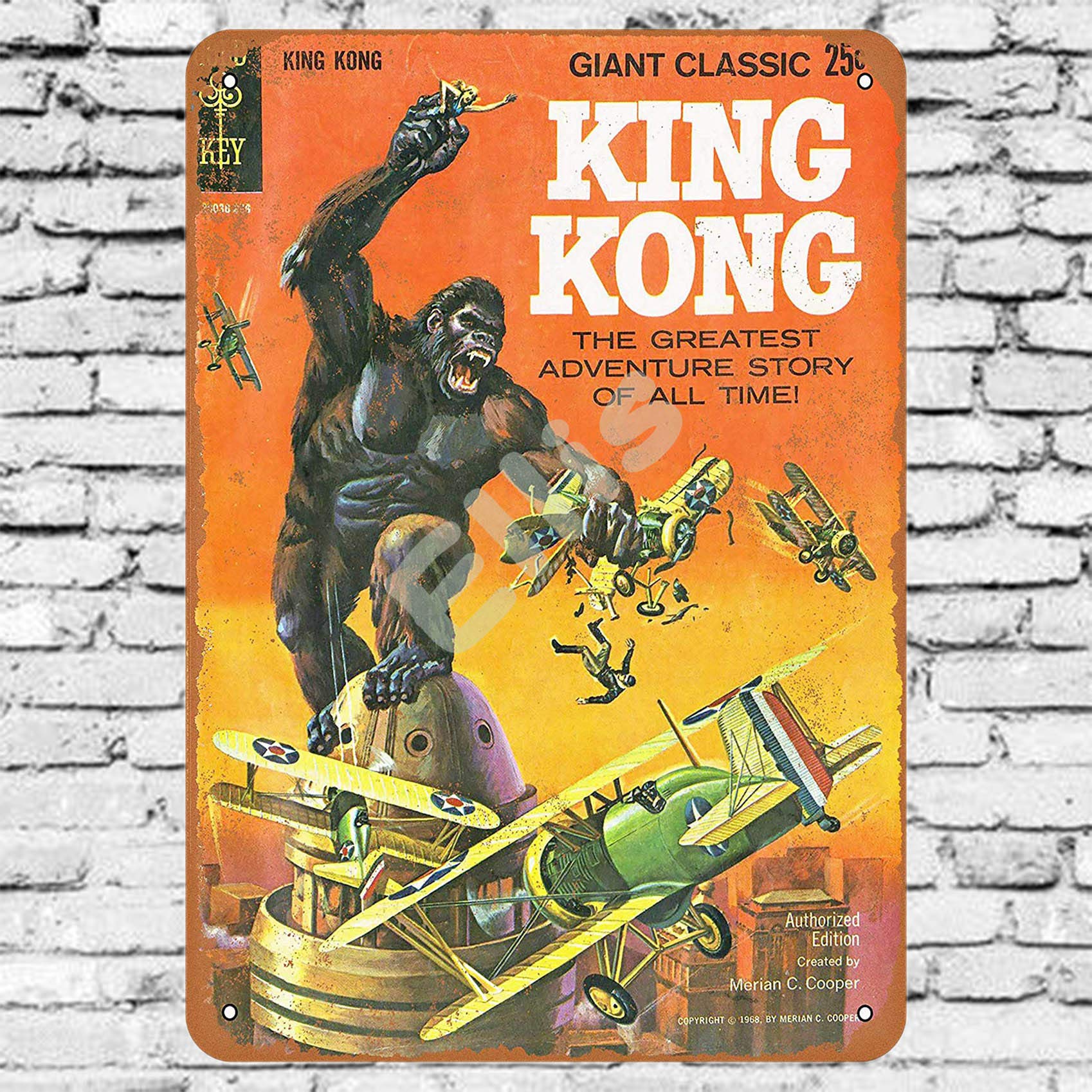 Ellis 1968 King Kong Comic Vintage Retro Metal Tin Sign Wall Decoration for Store Man Cave Bar Home Garage