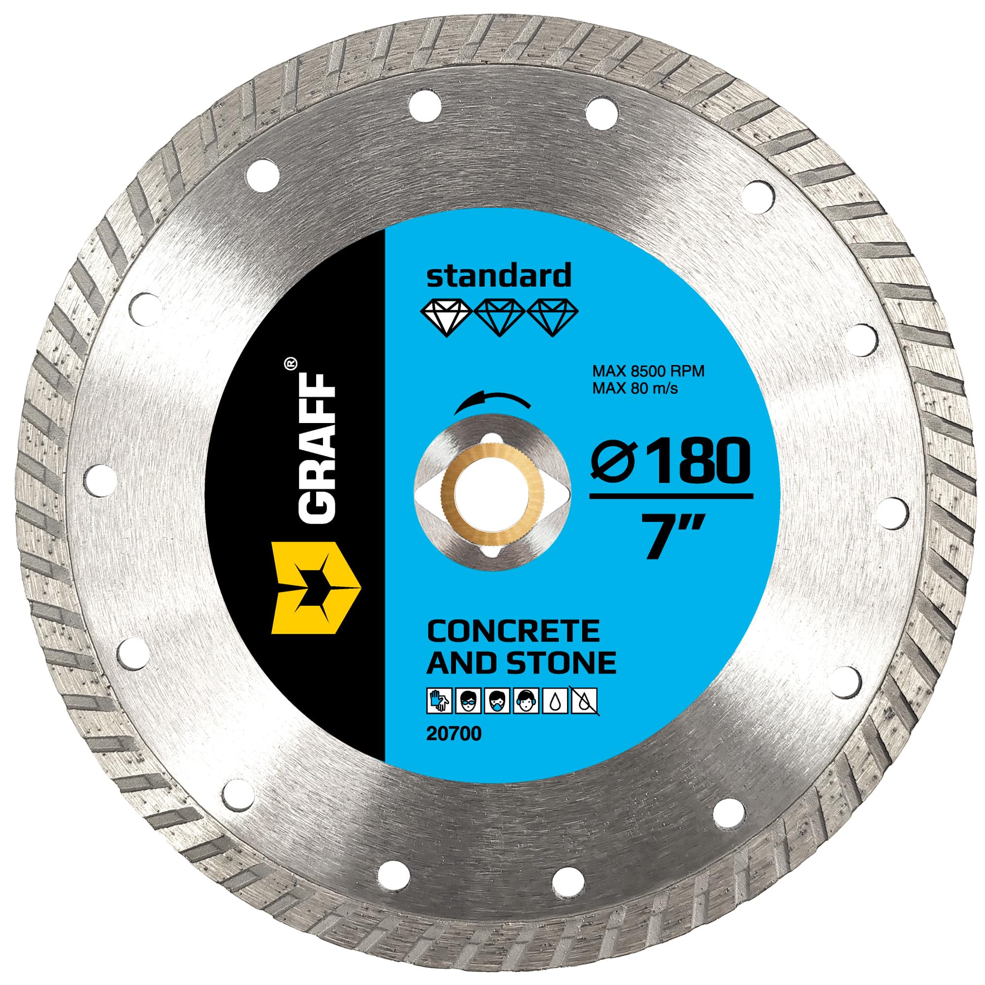 7 Inch Diamond Cutting Wheel for Angle Grinder Arbor 7/8"-5/8" – Turbo Diamond Blade for Stone, Marble, Granite, Brick, Masonry, Concrete – Diamond