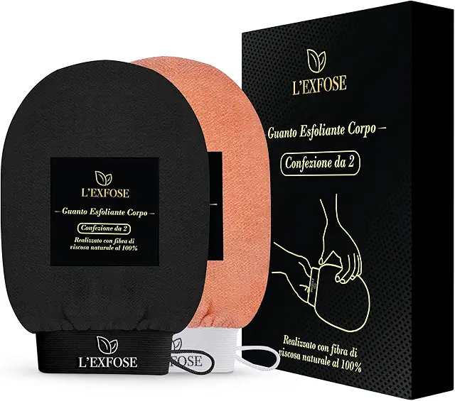 Guanto Esfoliante Corpo 2x - Scrub Naturale Viscosa per Pelle Morbida