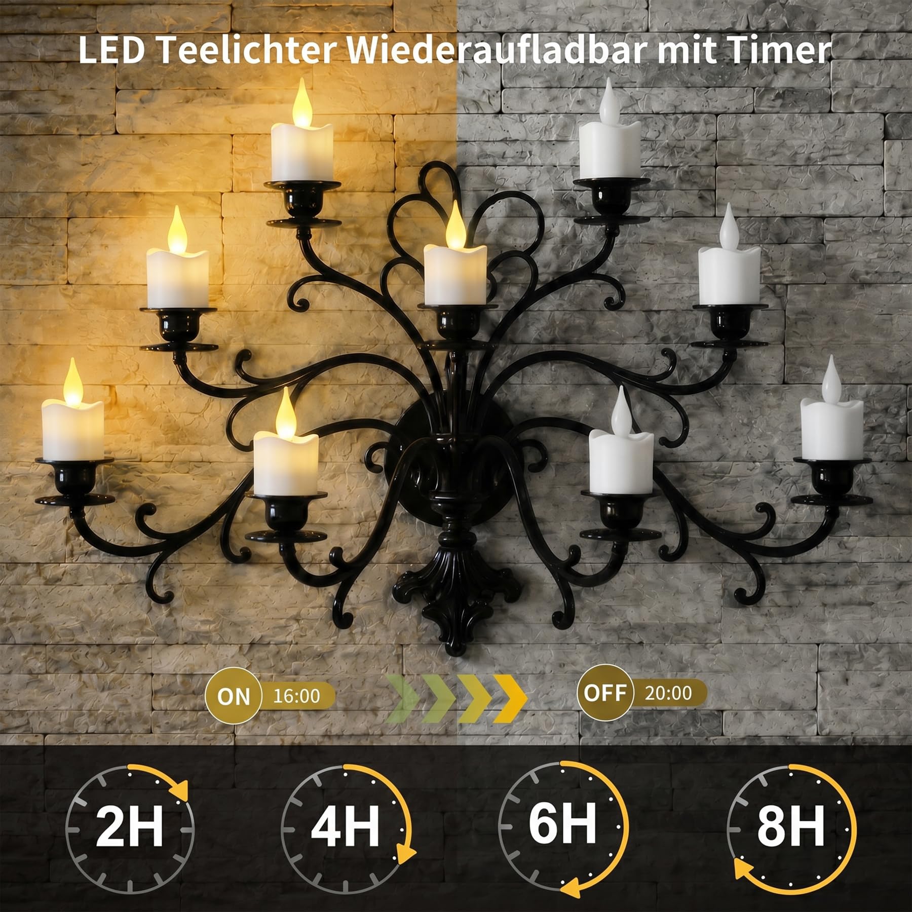 sylvwin 12 Stück Wiederaufladbare LED Kerzen, LED Teelichter mit Fernbedienung Timer, Warmweiß Dimmbar Elektrische Kerzen mit Ladestation für Hochzeiten Party Zimmer Wohnzimmer Weihnachten Deko