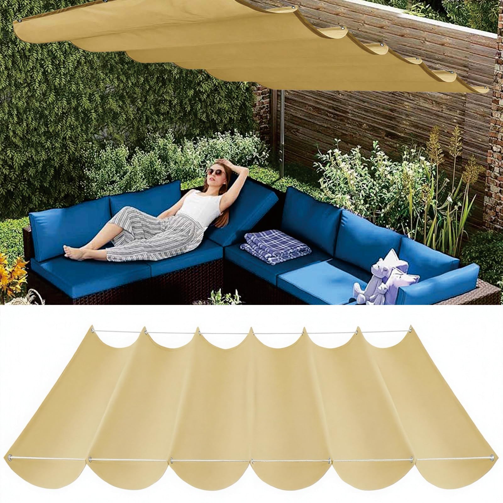 Voile d'ombrage vague avec protection UV 98% anti-pluie pour terrasse et patio