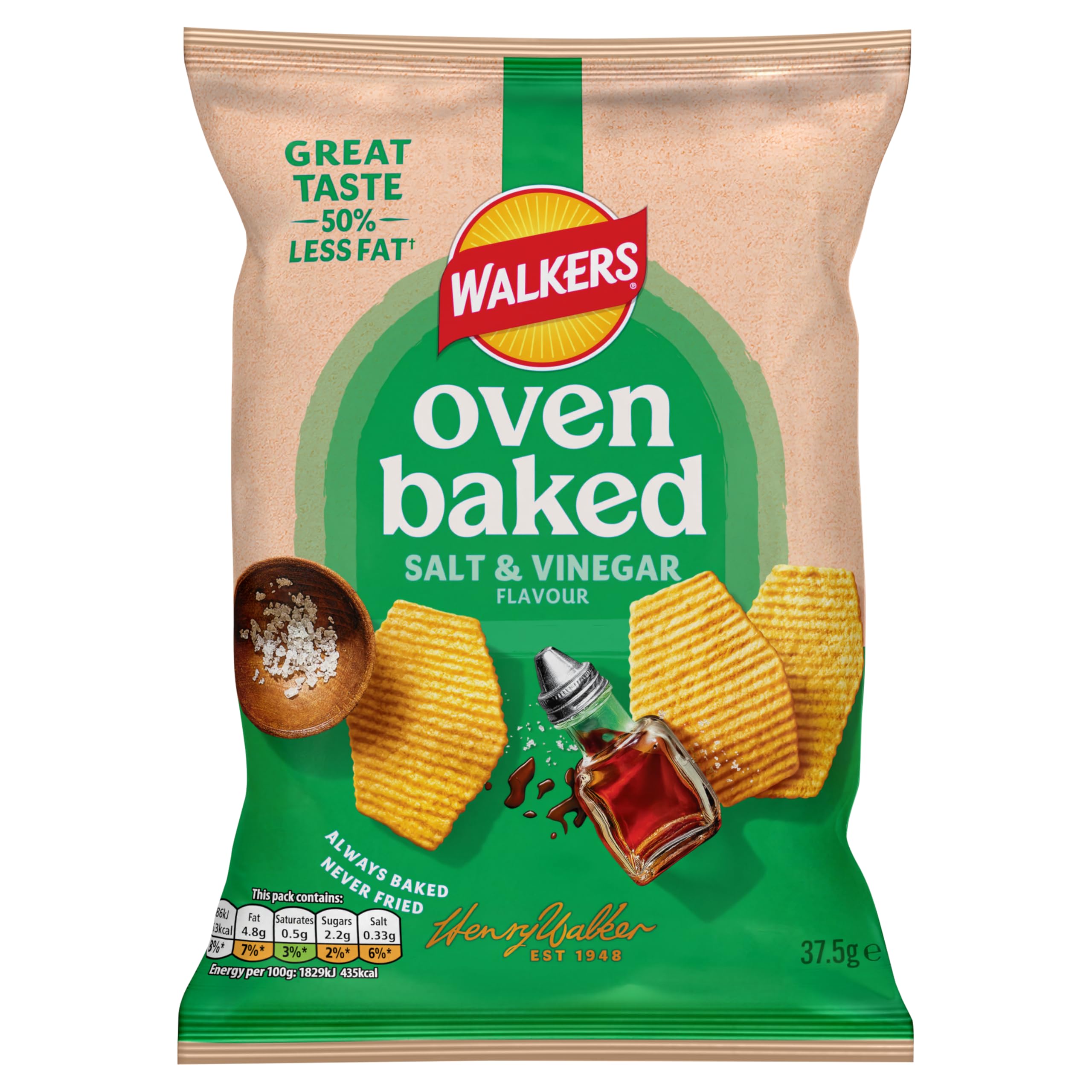 Walkers Baked Salt & Vinegar Snacks Crisps 32 x 37.5g