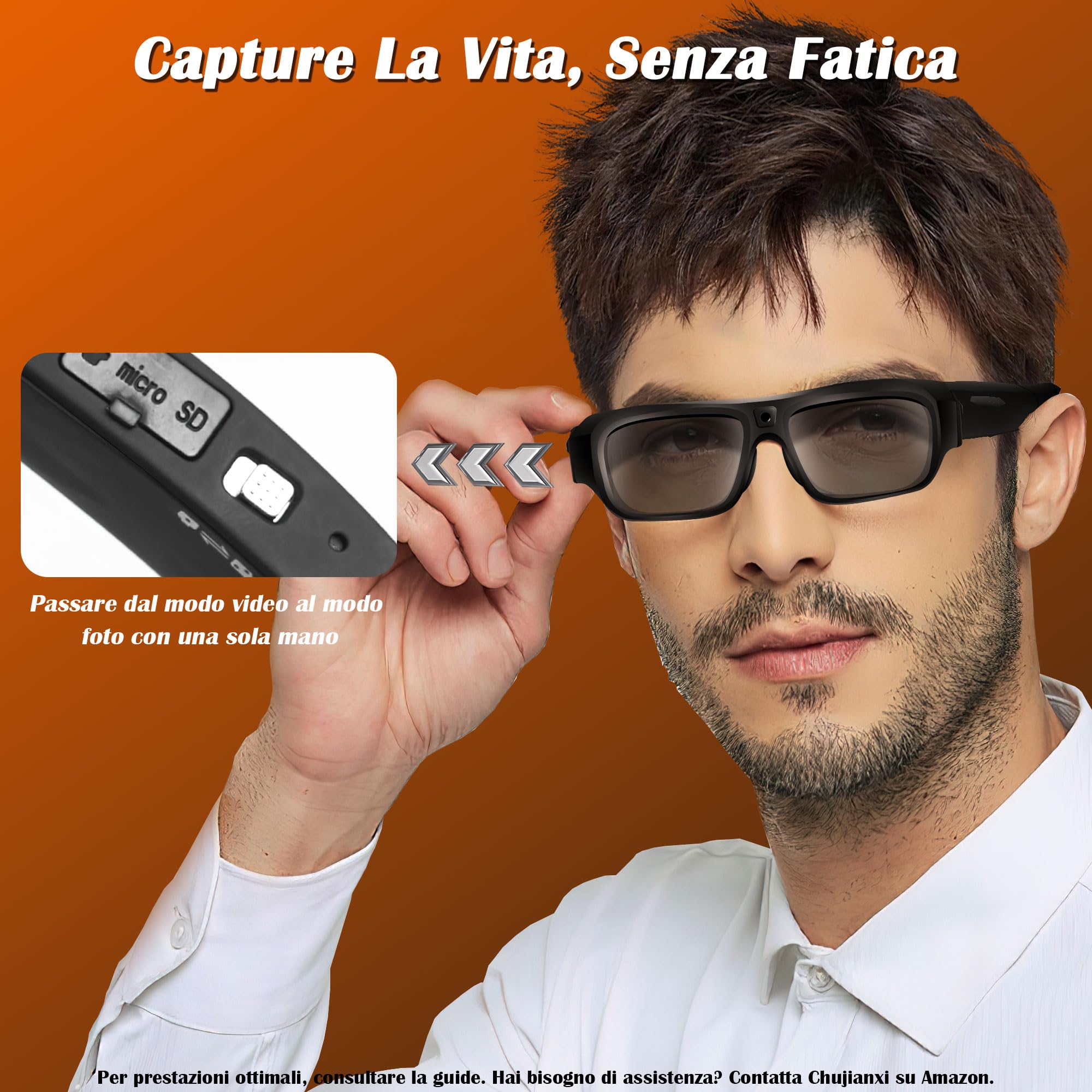 Lentes con Cámara 4K, Gafas Inteligentes para hombres y mujeres | 2026 Nueva Generación Gafas de Sol con Protección UV400 y Vídeo para Actividades al Aire Libre