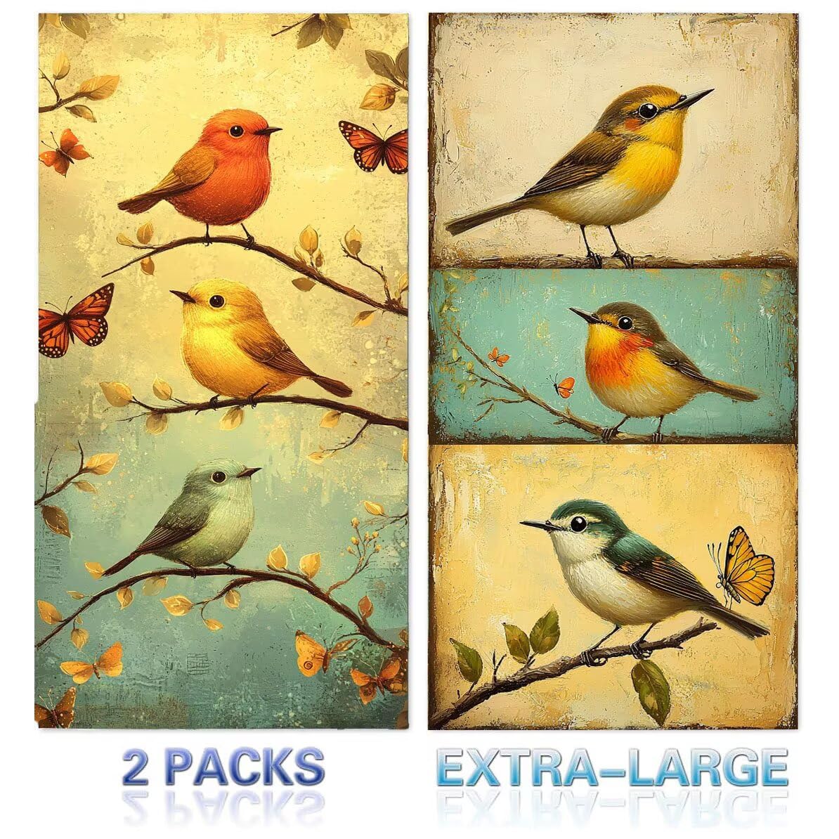Ręcznik plażowy 90 x 200 cm, zestaw 2 dużych ręczników z mikrofibry szybkoschnący, chłonny, kompaktowy, ręcznik kąpielowy bez piasku lato koc plażowy damski do kąpieli prezent (zwierzęta ptaki) H-243