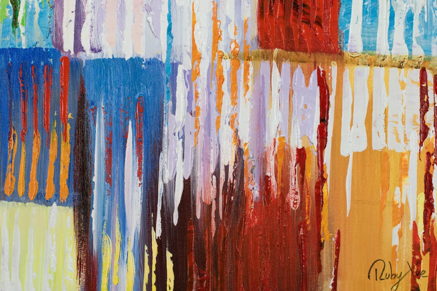 KunstLoft Leinwandbild 60x60cm Abstrakt Bunt Rainbow Vibes Handgemalt