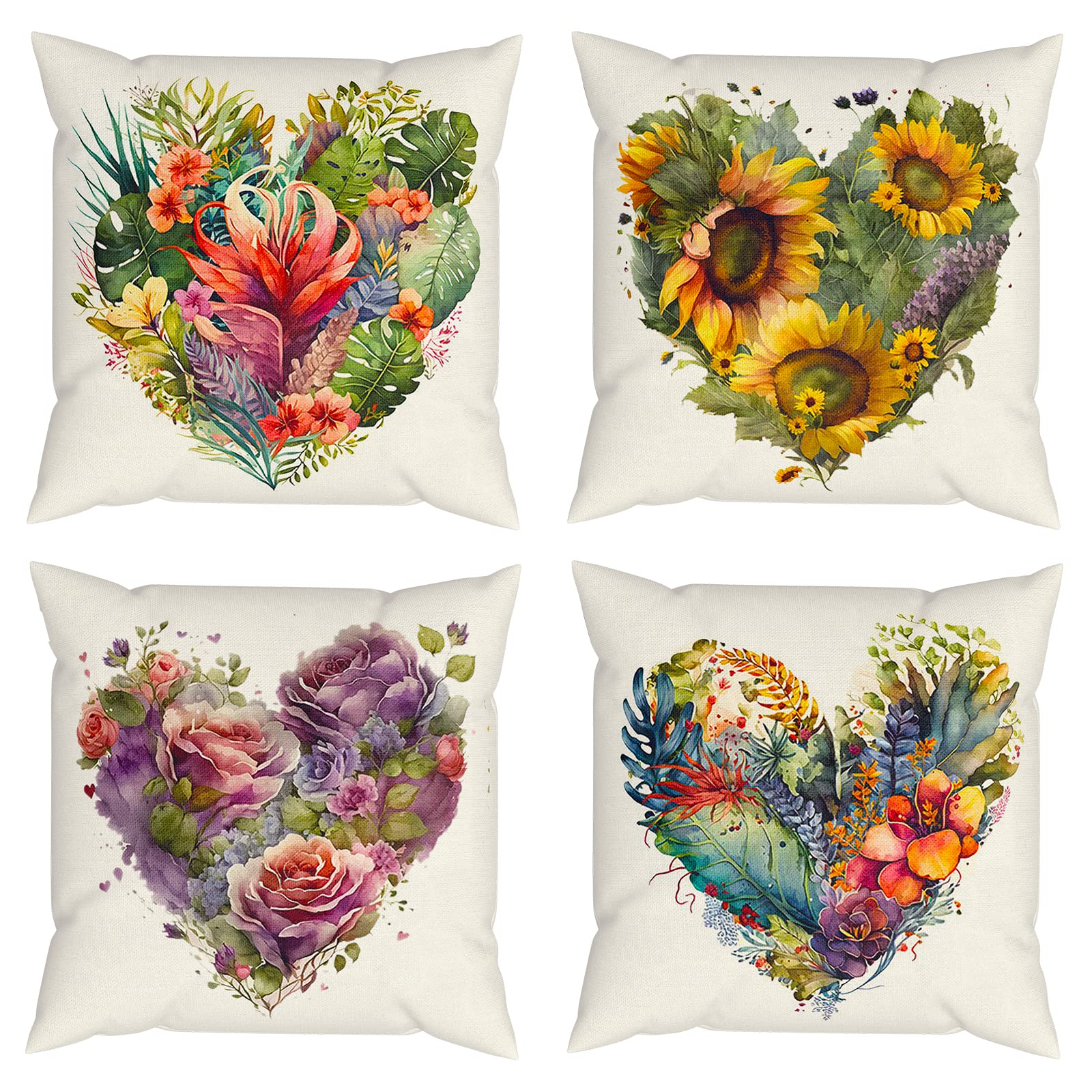 VINDIJA Summer Spring Pillow Covers 18x18 Set of 4, Sunflower Throw
