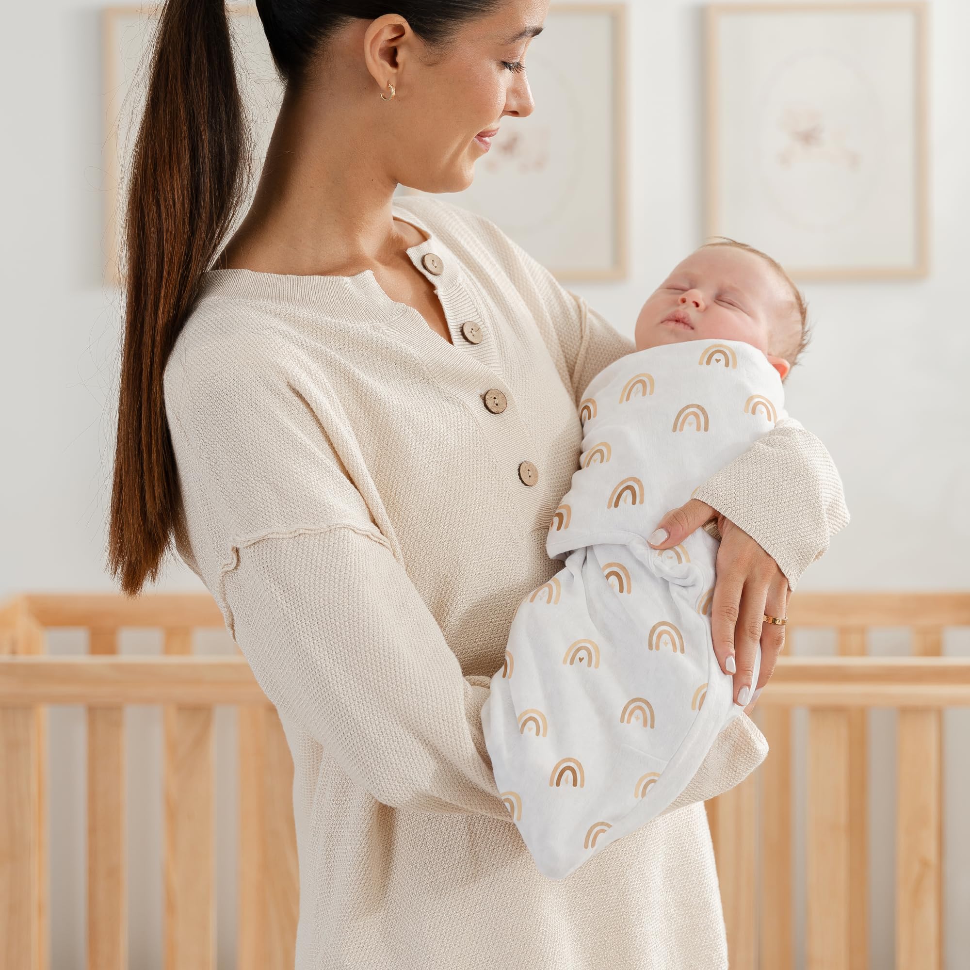 Comfy Cubs Easy Swaddle Blanket - Juego de 3 Mantas de 100% algodón, tamaño pequeño para bebés de 0 a 3 Meses, con Velcro Ajustable, Saco de Dormir Transpirable y Duradero, Regalos para bebés recién