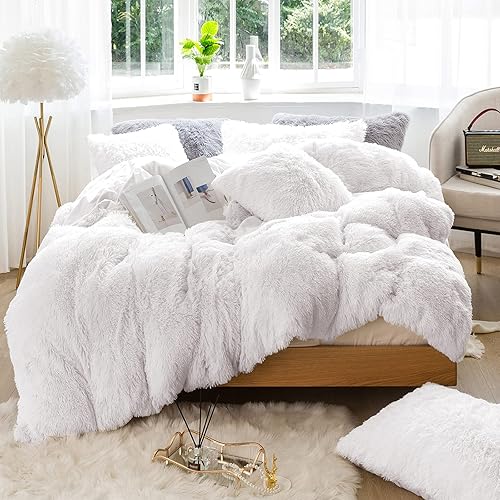 Miniatura 1 de JOYPOINT - Juego de funda de edredón de felpa de pelo largo ultra suave