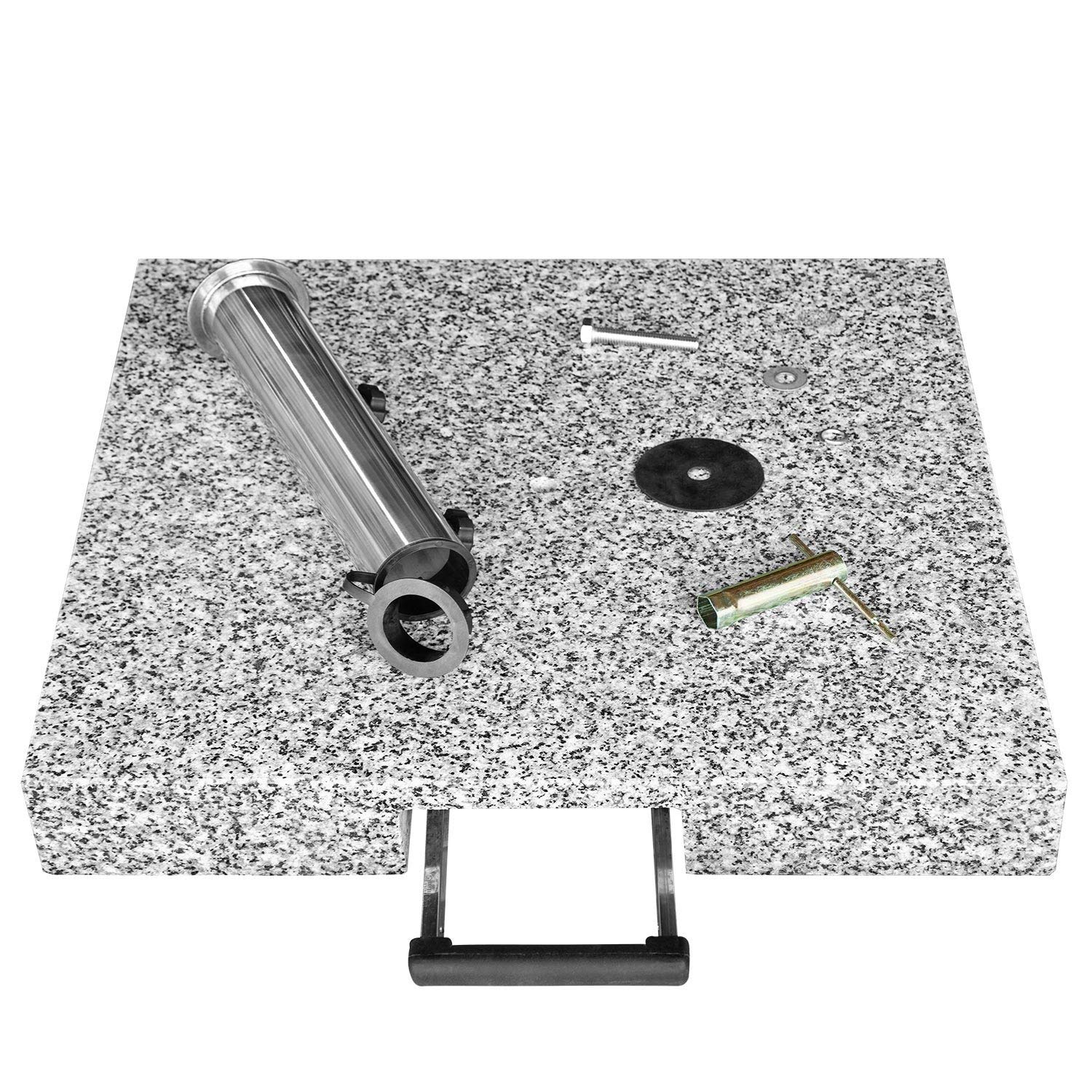 anndora Komfort Sonnenschirmständer aus Granit - 55kg rollbar Teleskopgriff hellgrau