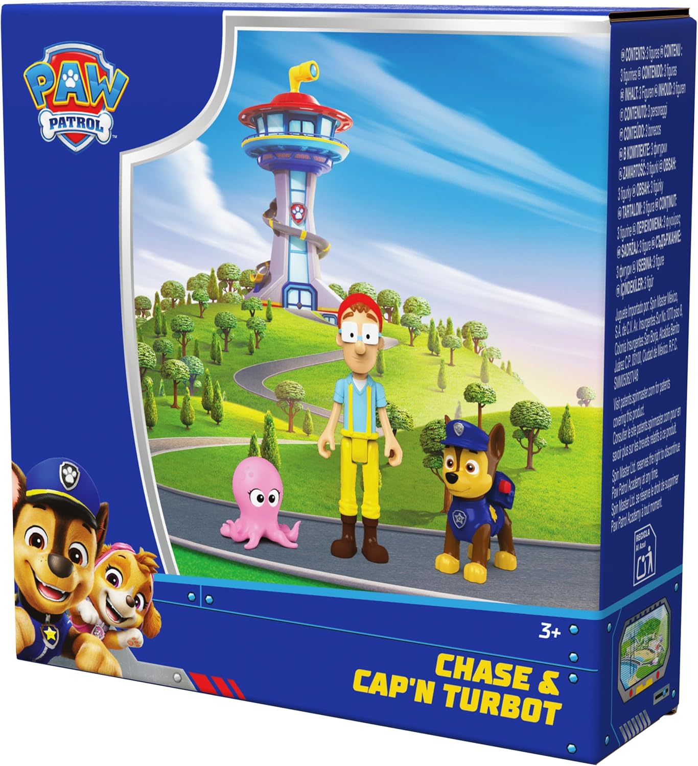 Paw Patrol, Chase & Captain Turbot Figure Pack with Baby Octopus Toy Figure, Kids Toys for Boys and Girls Ages 3 and Up