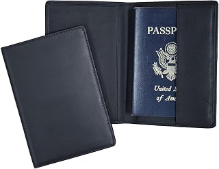 RFID Blocking Passport Travel Document Organizer in Leather, Blue, One Size