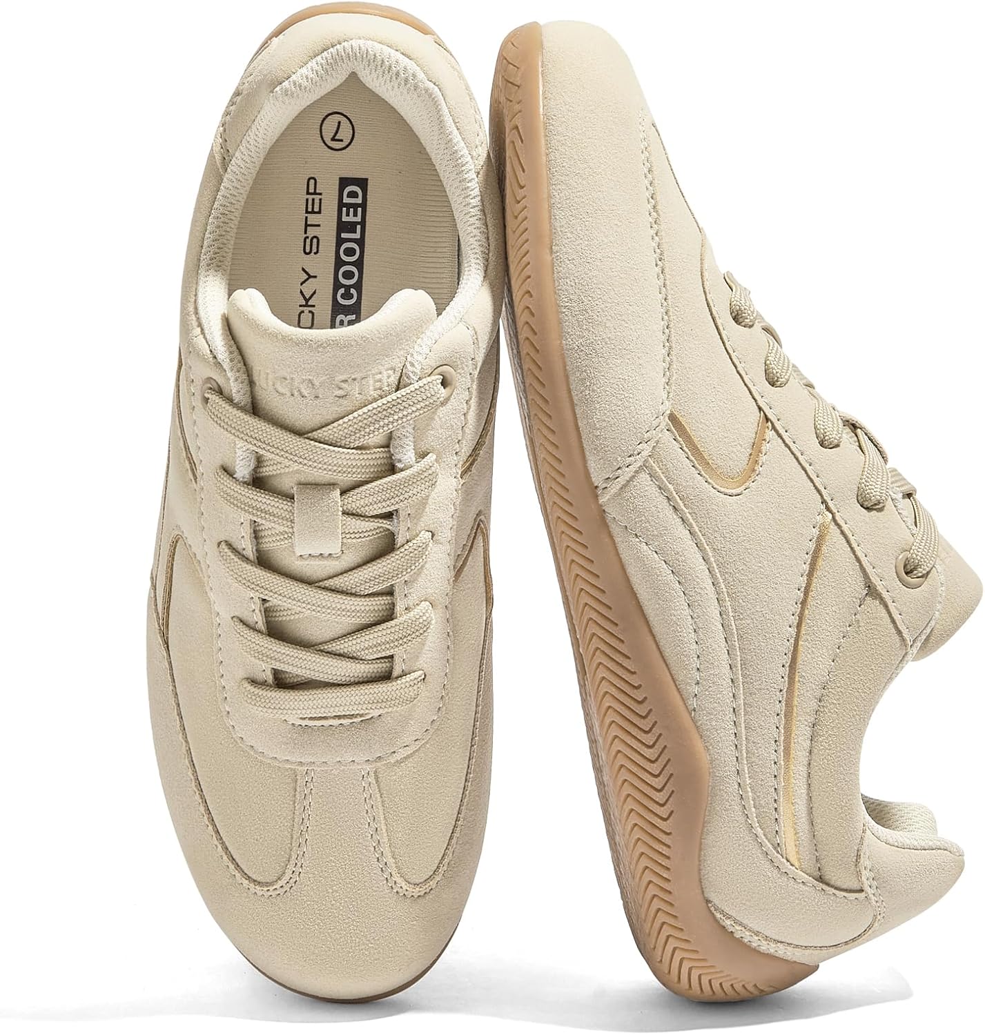 LUCKY STEP Women’s Retro Casual Fashion Sneakers Classic Tennis Thin Sole Low Top Lightweight Running Trainer Trendy Cute Walking Shoes Comfortable Footwear