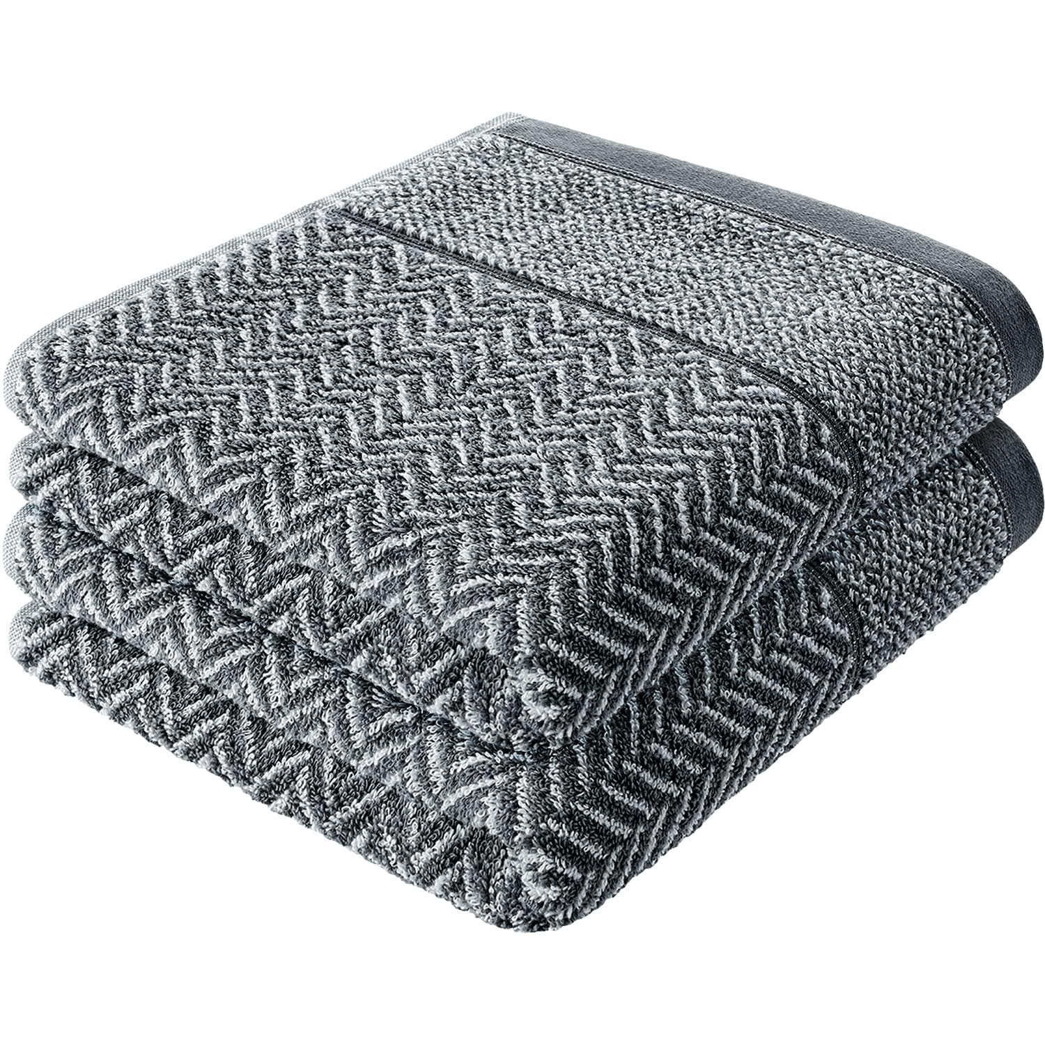 herzbach home Set Di Asciugamani Telo Bagno 100% Cotone 70x140 cm a disegni, antracite
