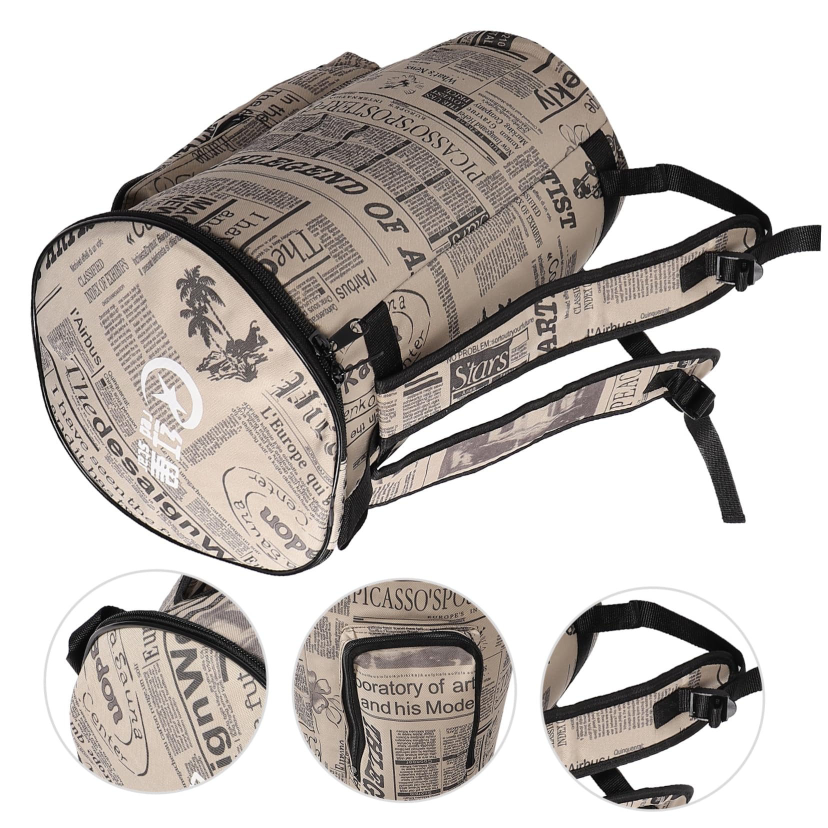 BESTonZON Afrikanischer Trommelkoffer - Afrikanische Trommel Tasche - Handgefertigte Trommel Tasche - Schwamm Djembe - Brown