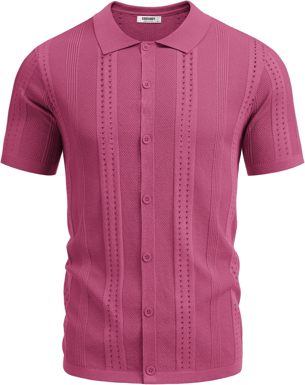 COOFANDY Men's Knit Shirts Short Sleeve Button Down Polo Shirt Fashion Casual Summer Beach Shirts thumbnail