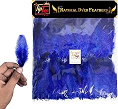 TIPTOP DECORATION Natural Dyed Feathers 10 cm (80 Pieces) (Royal Blue)