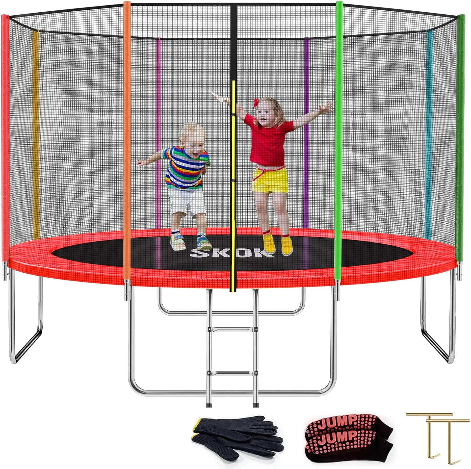 SKOK Trampoline for Kids,400LBS Outdoor Trampoline with Net-ASTM Approved Trampoline for Children and Adults