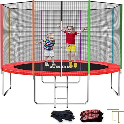 Miniatura 23 de SKOK Trampoline for Kids,400LBS Outdoor Trampoline with Net-ASTM Approved Trampoline for Children and Adults Manzana Verde (Apple Green)