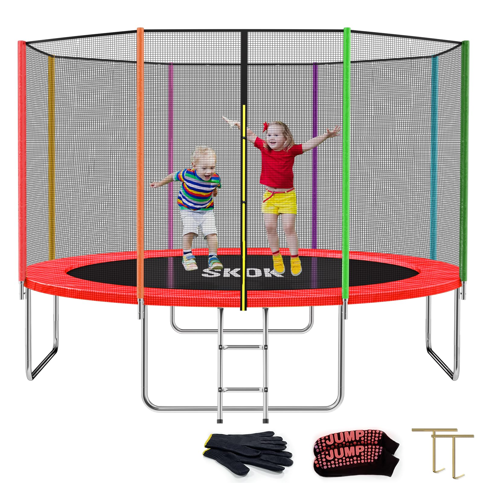 SKOK Trampoline for Kids,400LBS Outdoor Trampoline with Net-ASTM Approved Trampoline for Children and Adults