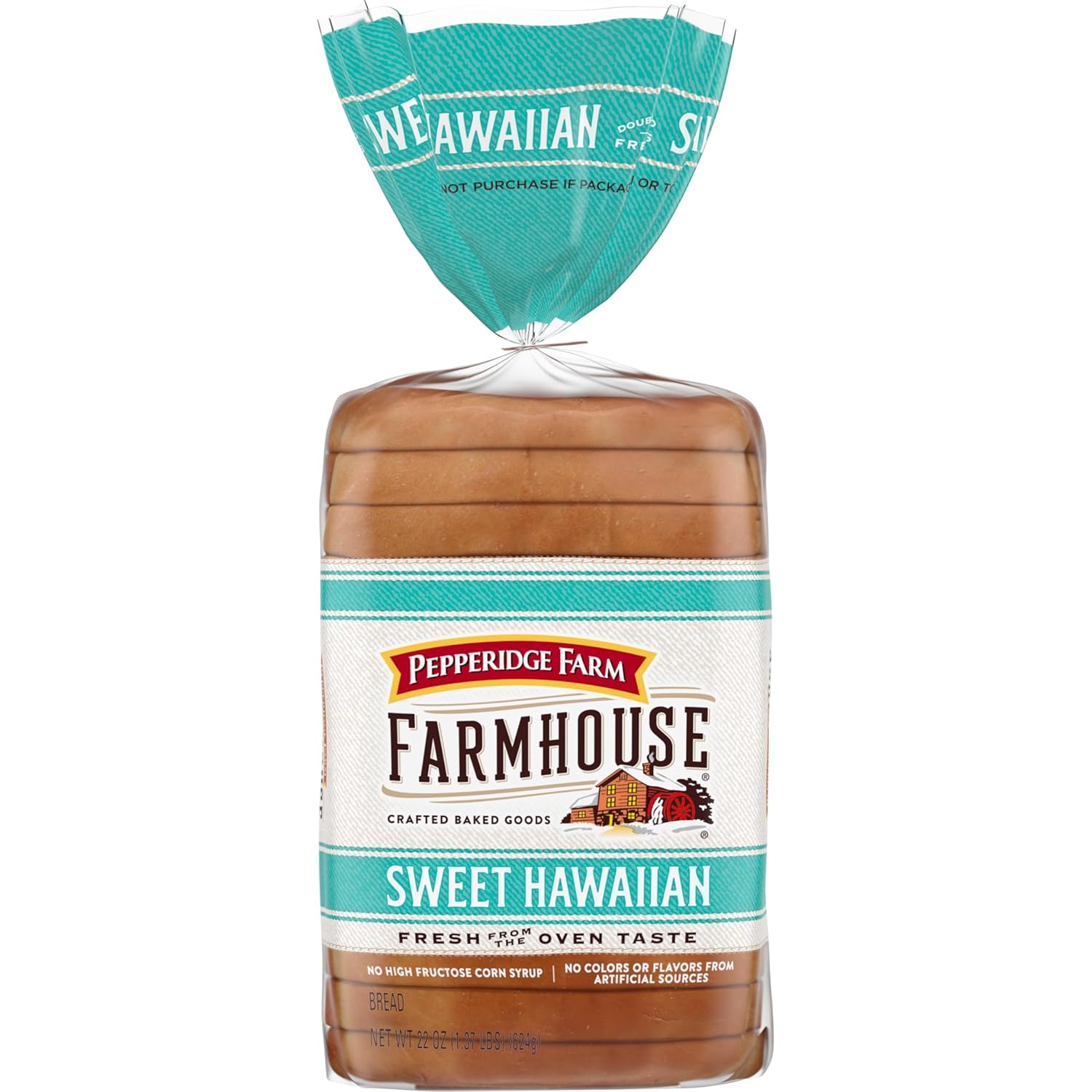 Pepperidge Farm Farmhouse Sweet Hawaiian Bread, 22 oz Loaf - Soft Fluffy Slices, No HFCS, Ideal for Sandwiches