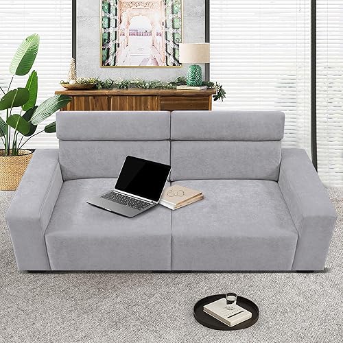 Miniatura 3 de Harper & Bright Designs Sofá seccional de 2 plazas con reposacabezas ajustable multiángulo, sofá biplaza de terciopelo para sala de estar, estudios,