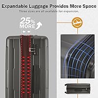 Vista 103 de Merax Equipaje, maleta extensible rígida con ruedas giratorias ligeras, Negro -, 40/48/52