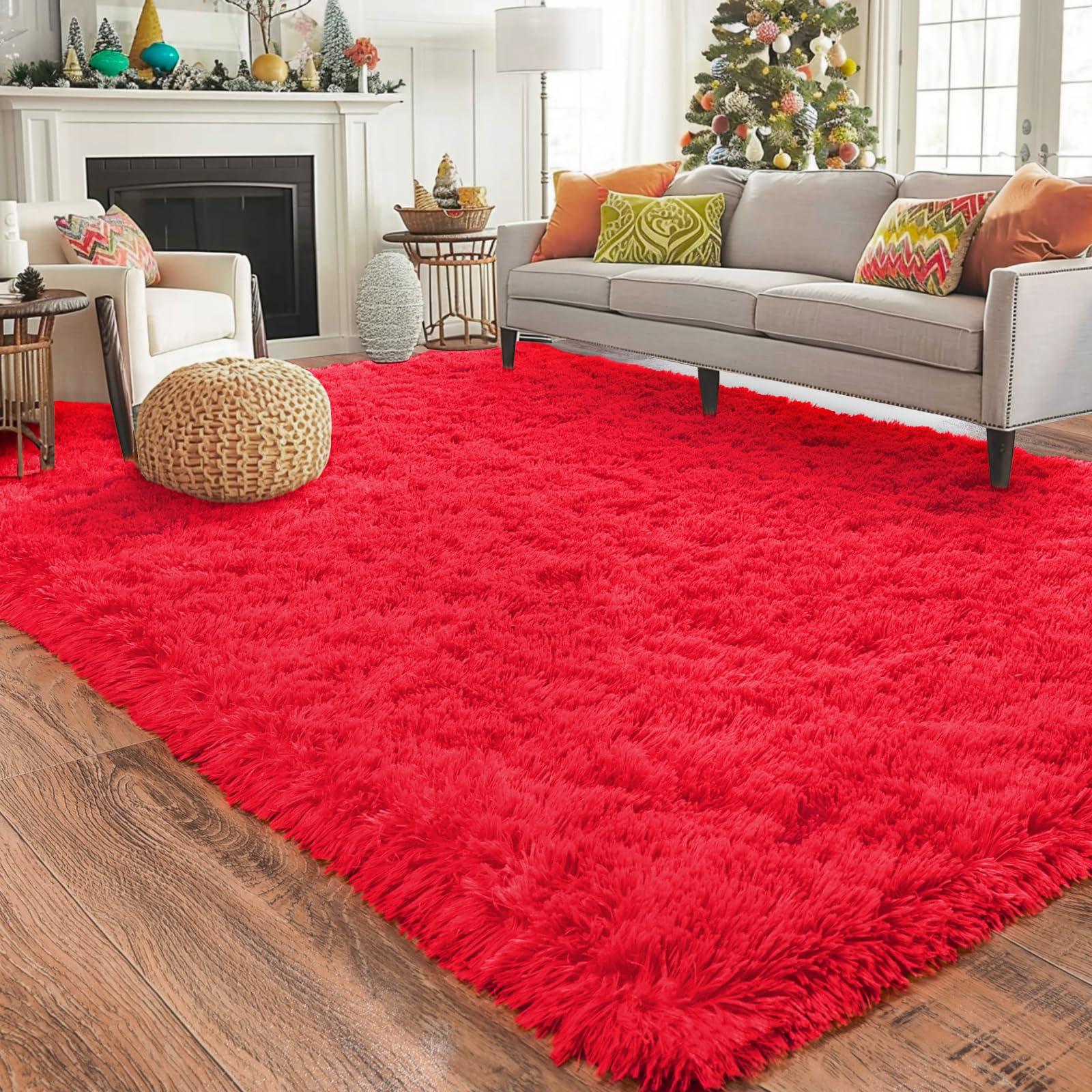 Amazon.com: Ailyei Red Shag Rugs for Bedroom, 4x6 Soft Fuzzy Rugs