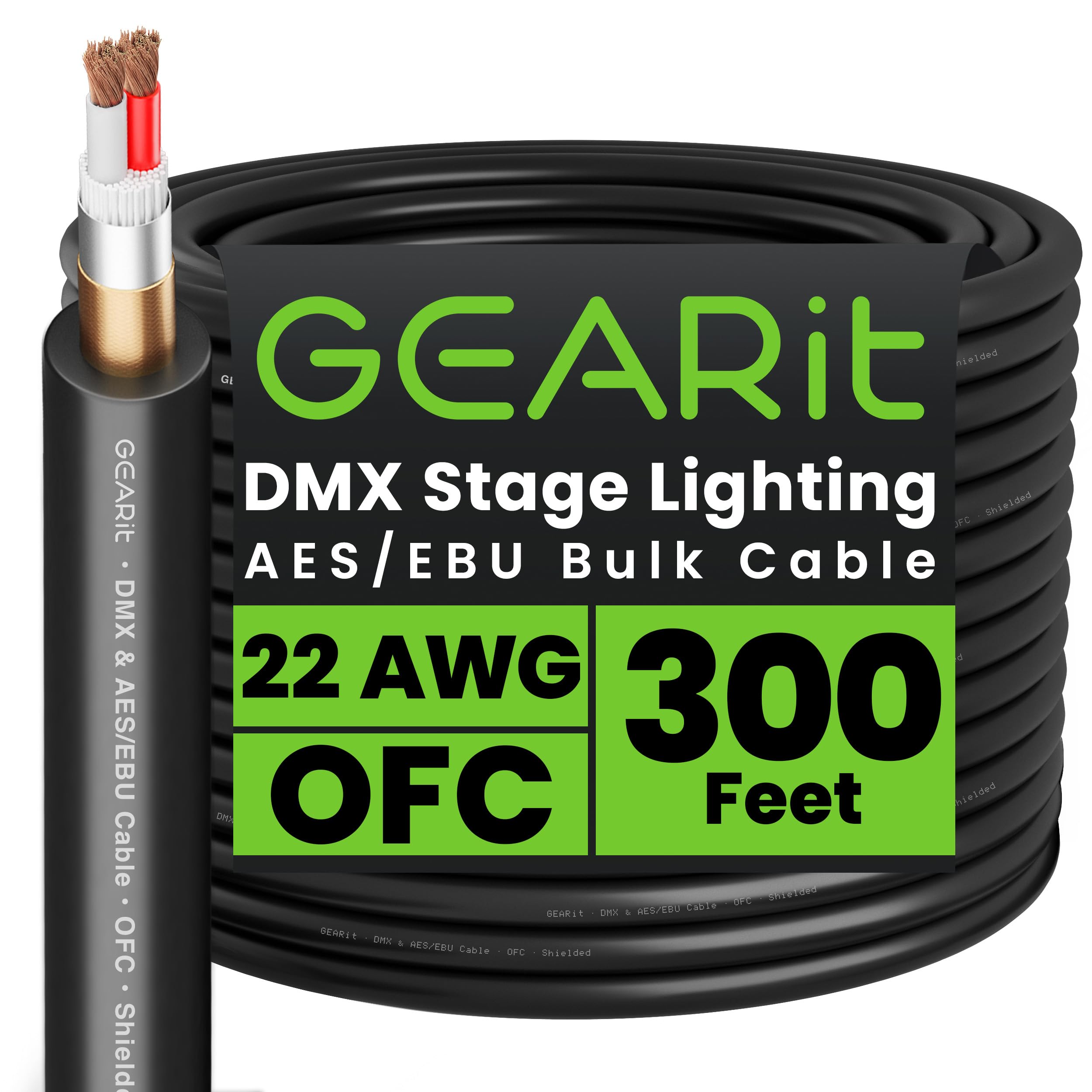 Amazon.com: GEARit DMX Cable 300ft Bulk Spool Roll DMX Wire 22 AWG