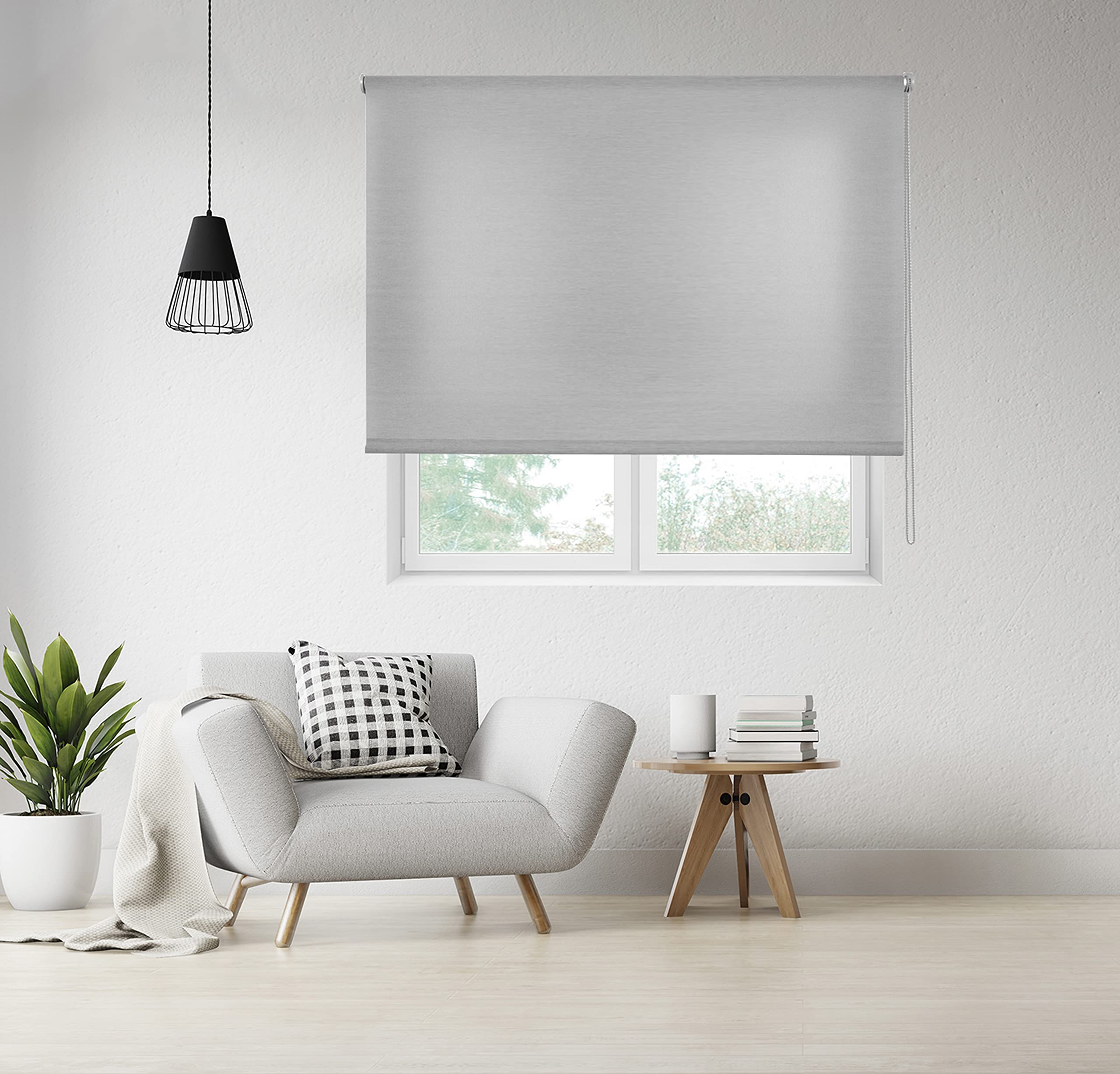 Blindecor Ara Premium | Estor liso translúcido de mayor calidad - Gris plata, 80 x 190 cm (Ancho por Alto). Tamaño de la Tela 77 x 185 cm . Estores para ventanas