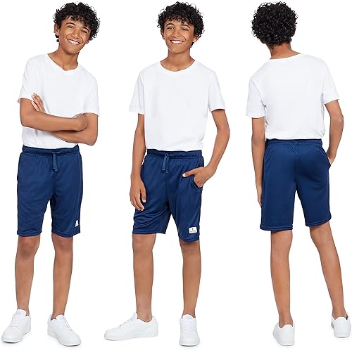 Miniatura 2 de Andrew Scott Pack de 7 pantalones cortos deportivos de baloncesto estilo malla de rendimiento activo para niños, Paquete de 7 bolsillos de contraste