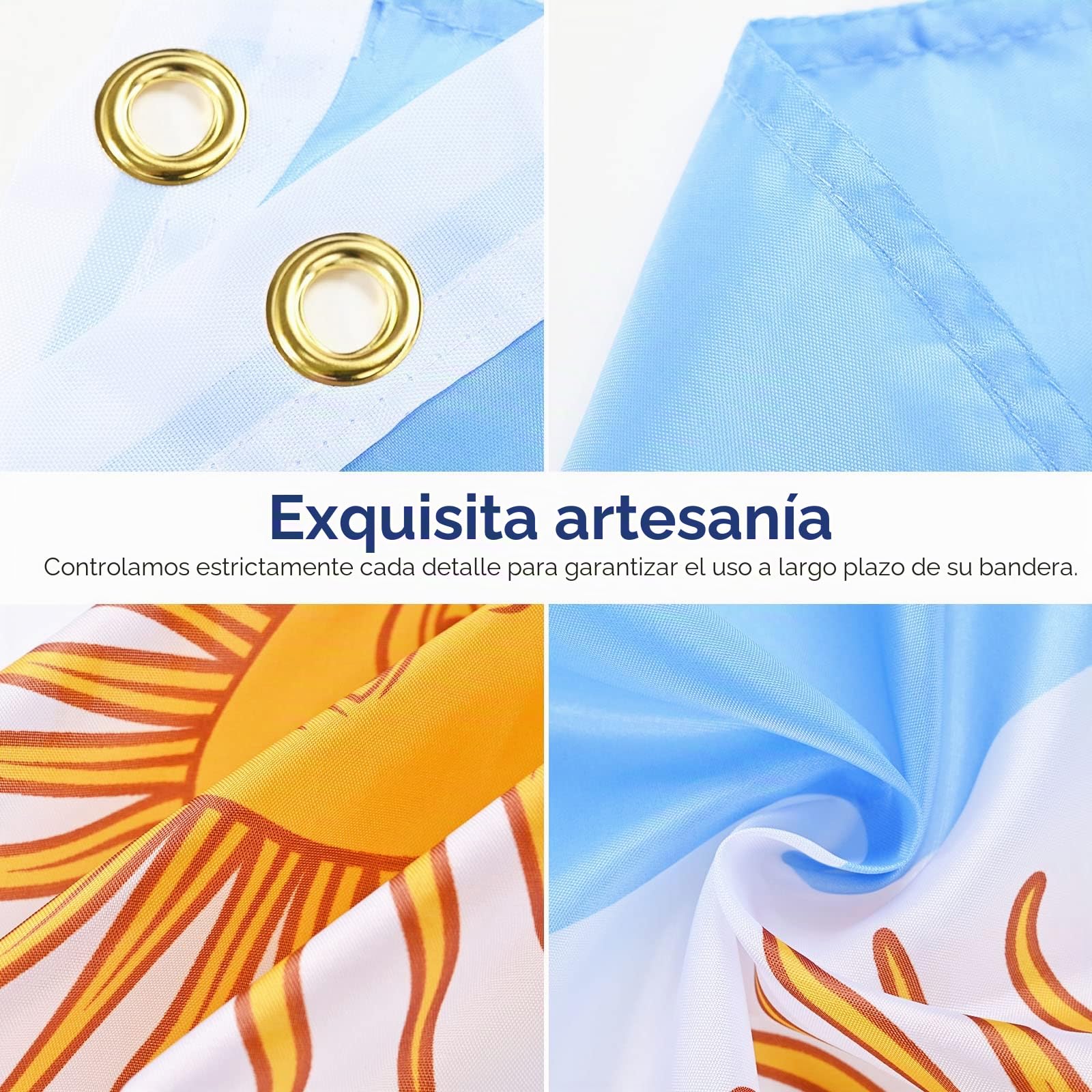 AhfuLife Bandera de Argentina 90cm x 150cm, 1 Pieza Bandera Argentinas con Agujeros de Latón en Ambos Lados, para Decoraciones de Fiestas, la Copa del Mundo, Fútbol, Día Nacional, Jardín, Calle