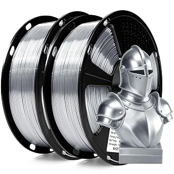 GEEETECH 2KG Silk Silver PLA Filament 1.75mm, 3D Printer Shiny Silk Filament,1kg Spool (2.2lbs), Dimensional Accuracy +/- 0.02mm, Fit Most FDM Printer (Silk Silver)