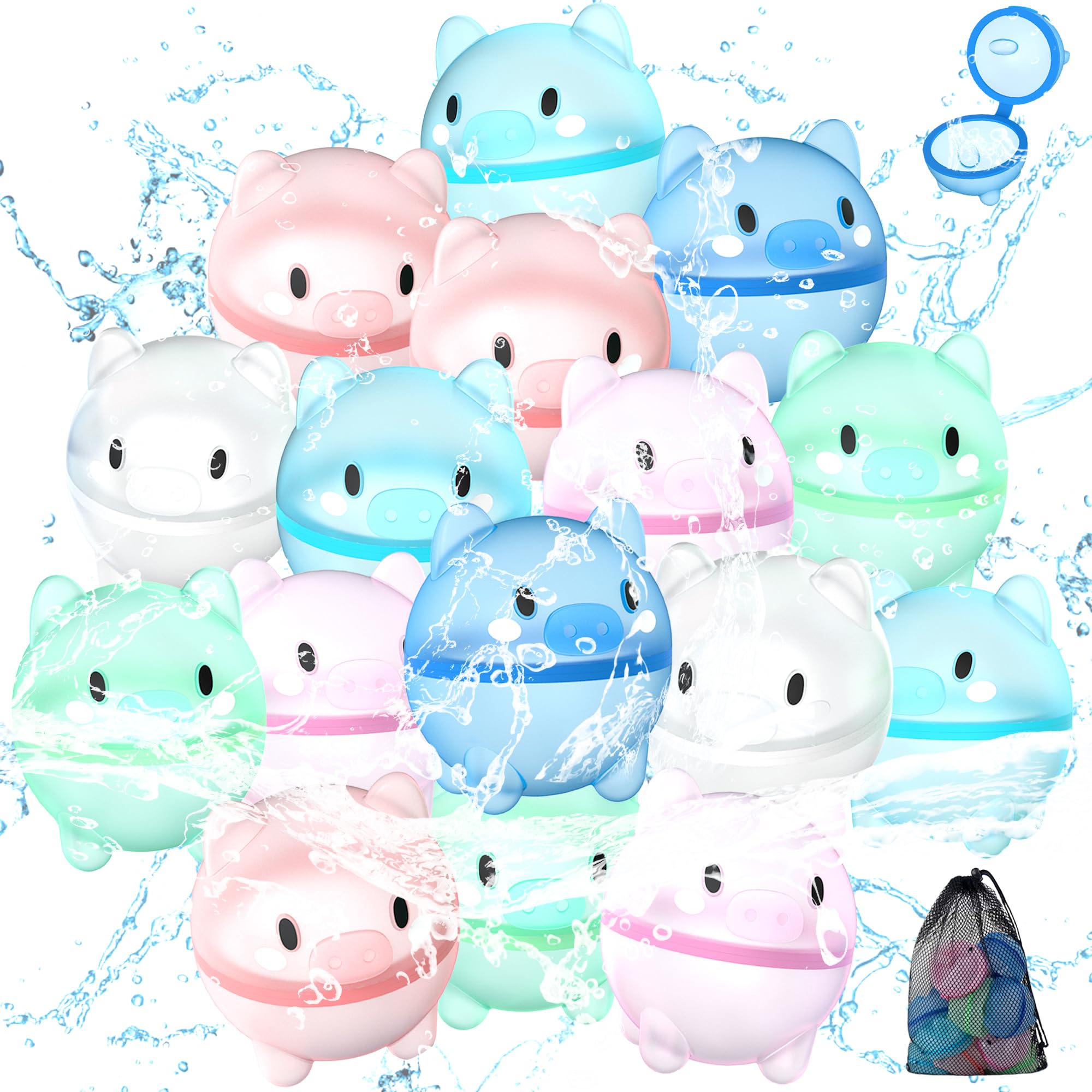 DBPBToU Reusable Water Balloons for Kids, Water Bombs for Kids and Adults, Swimming Pools, Summer Water Games on Beach Outdoor Pool Toys (16-pieces)