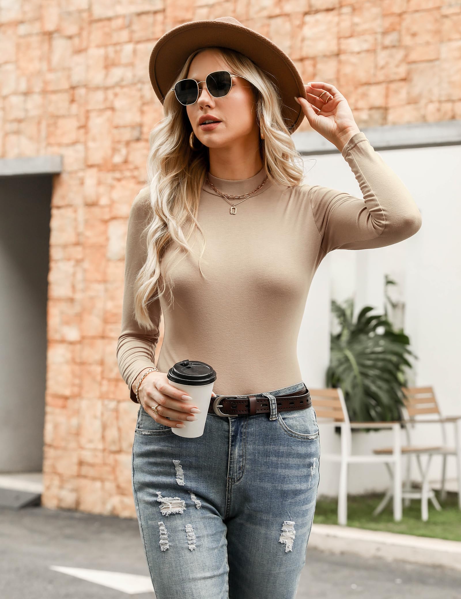 Aottori Maglia Donna Collo Alto Dolcevita Manica Lunga Lupetto Leggero Aderente Basic Top Elegante Intimo Traspirante Sottogiacca Elasticizzato Primavera Autunno