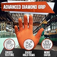 Vista 6 de CHAMPION - Guantes de nitrilo naranja, 8 mil, guantes de resistencia industrial, automotriz y mecánico