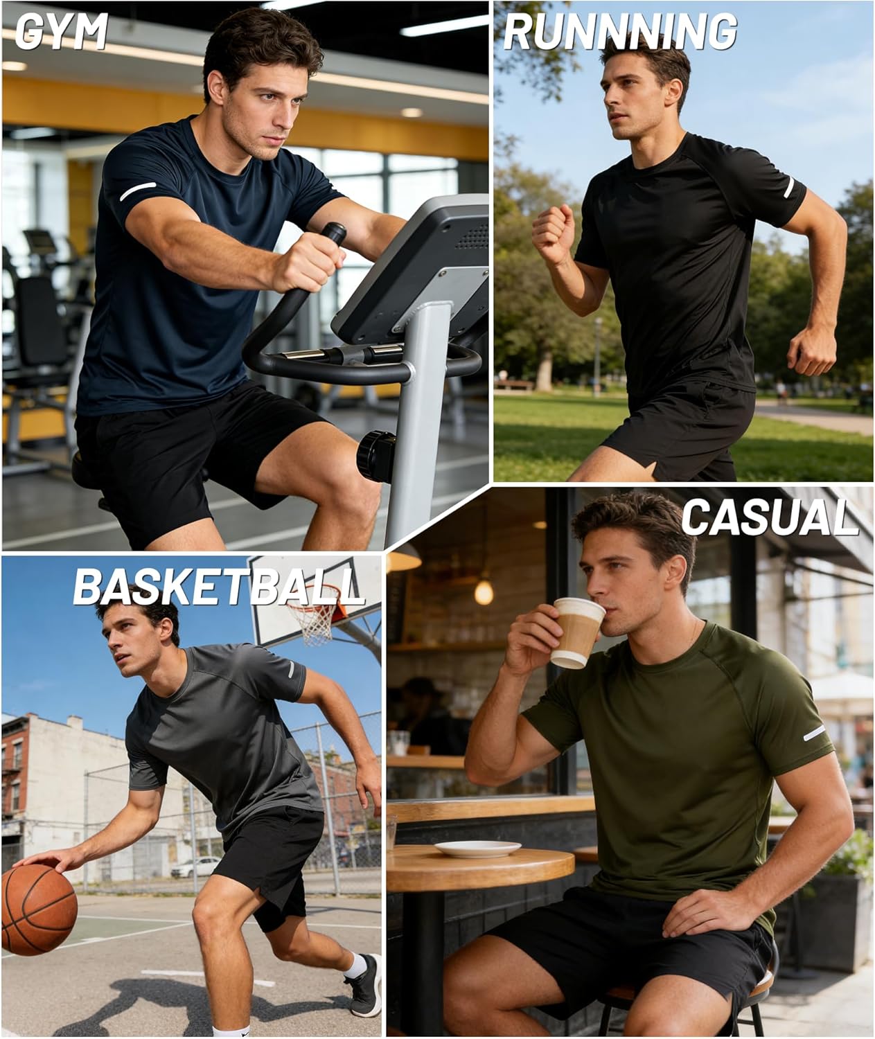 Little Beauty 3 Pack Mens Workout Shirts Fast Dry Athletic T-Shirts Moisture Wicking Running Gym Short Sleeve T Shirts