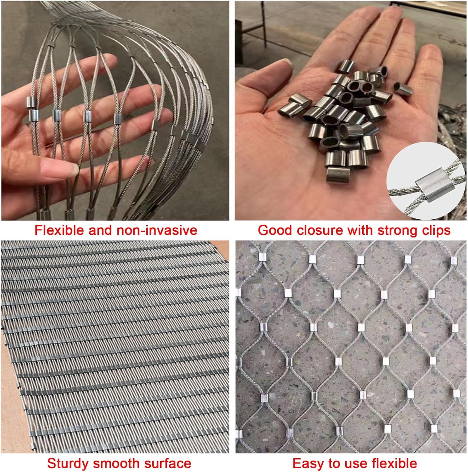 304 Stainless Steel Wire Rope Netting,Flexible Cable Mesh,Snap Connection Anti-Fall Protection Net,Heavy Duty Protection Safety Rope Net，Stair Balcony Anti-Fall Mesh ( Size : L2.8xW6m/L9.18xW19.68ft )
