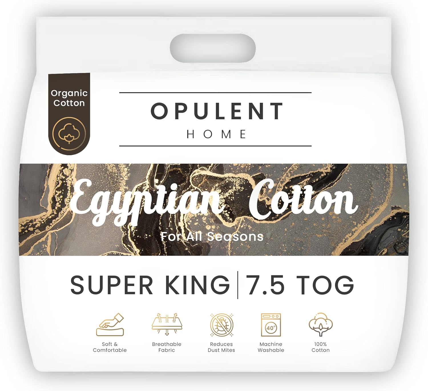 Opulent Home 7.5 Tog NonAllergenic All Season Egyptian Cotton Duvet