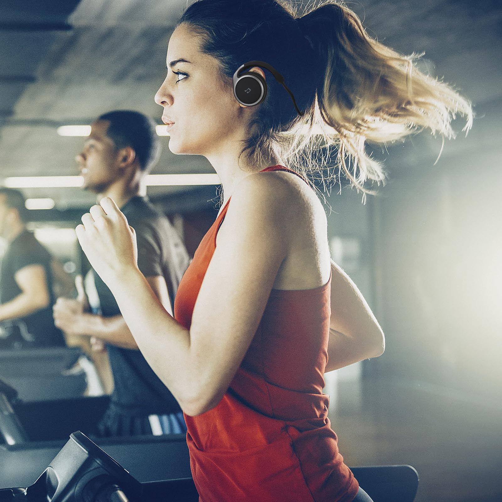 CLISPEED Auricolare senza fili con gancio per l'orecchio Cuffie wireless piccole cuffie sportive senza fili con microfono per corsa palestra allenamento nero