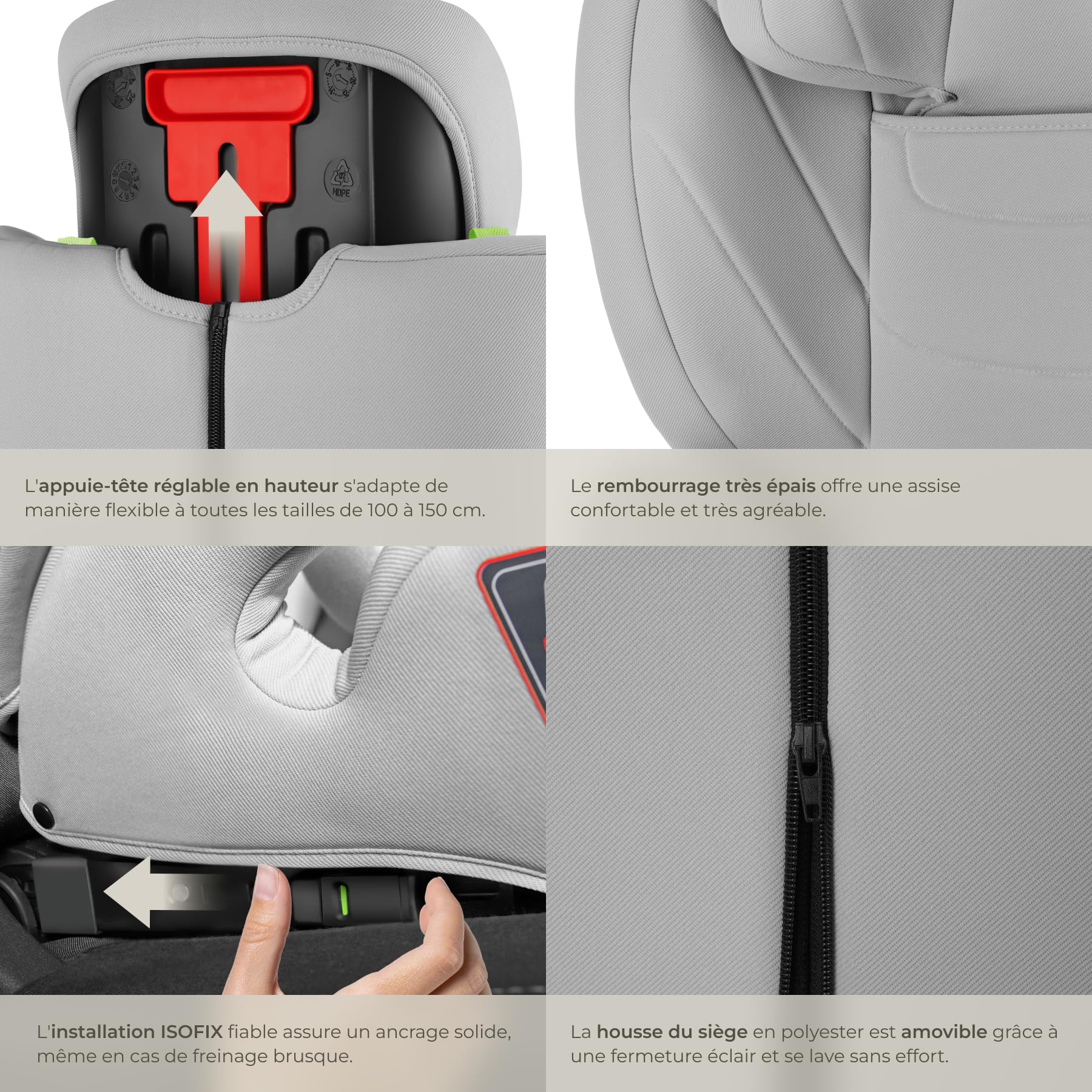 Tectake Siège Auto Bébé Isofix Groupe 2 3 15-36 kg 100-150 cm