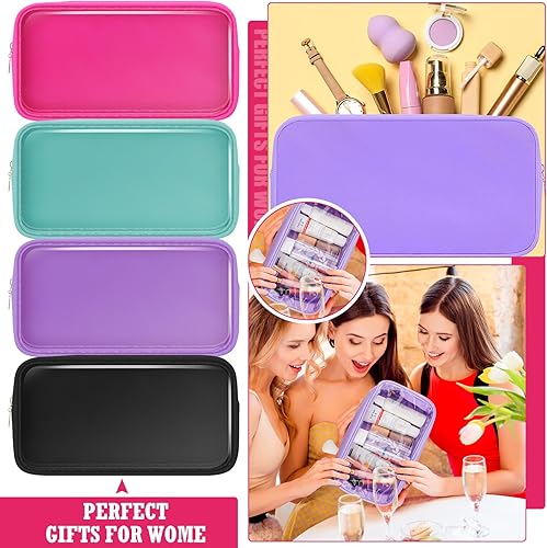 Miniatura 6 de 4 bolsas de maquillaje transparentes para bolso, bolsa de maquillaje de nailon y PVC, bolsa de viaje para cosméticos, bolsa de aseo con cremallera,